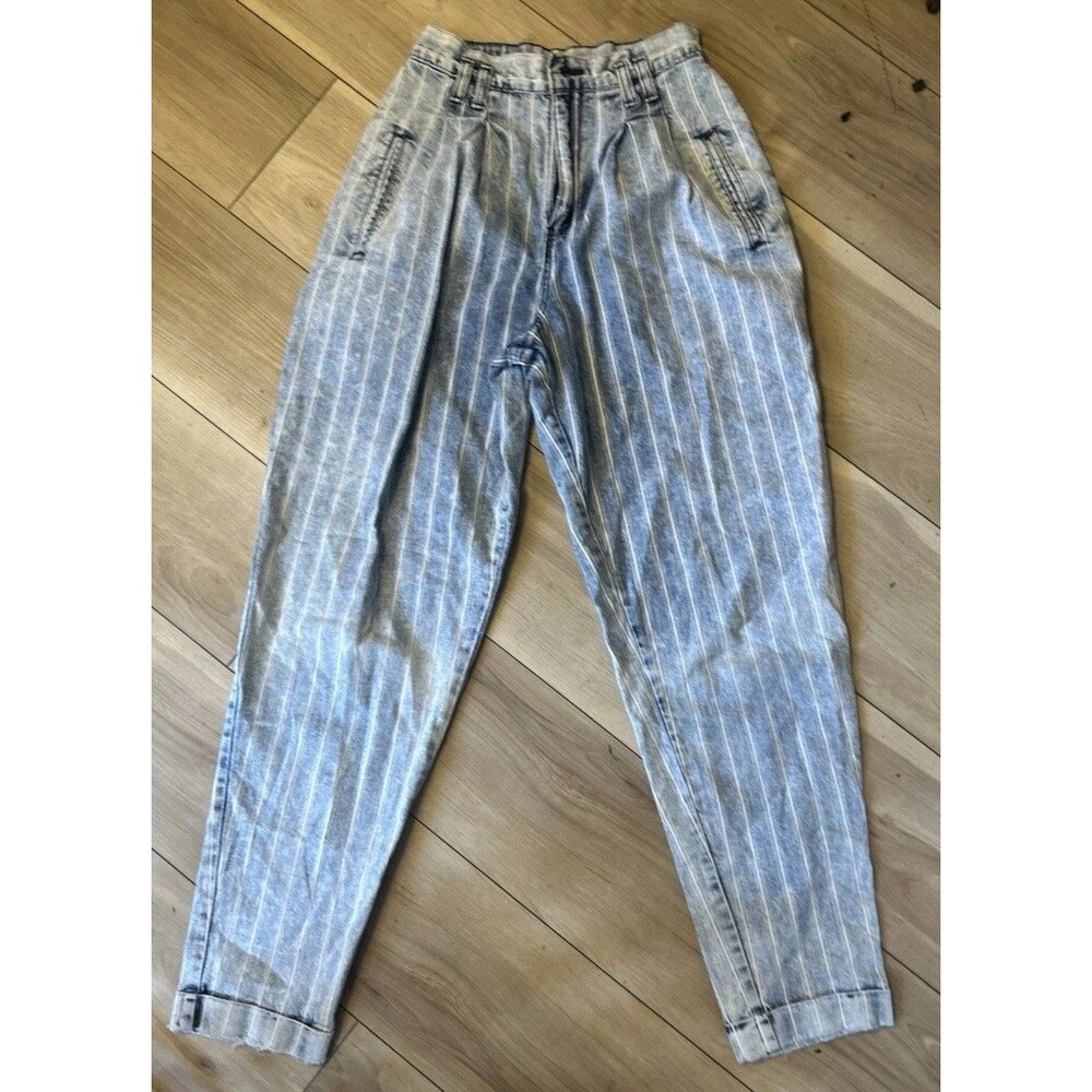 VTG Sz 5 Levis Women's Jeans 900 Series High Rise Tapered Striped Faded 80s